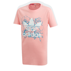 Grade School T-Shirts - adidas Long Bf Tee - Pink-Mulitcolor