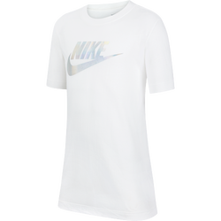 Grade School T-Shirts - Nike Futura Tee - White-Multi-White