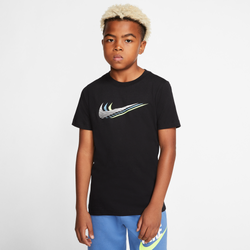 Grade School T-Shirts - Nike Triple Swoosh - Black-Black