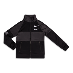 Grade School Track Tops - Nike Swoosh - Black-Grey-White
