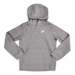 Grade School Hoodies - Nike Club  Over The Head Hoody - Carbon Heather-White