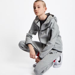 Grade School Hoodies - Nike Tech Fleece Full-zip Hoody - Dk Grey Heather-Black