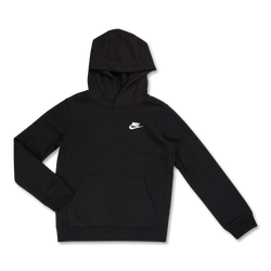 Grade School Hoodies - Nike Club Over The Head Hoody - Black-White