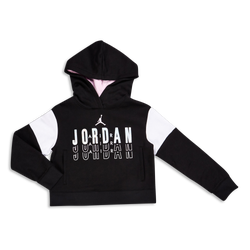 Grade School Hoodies - Jordan Iridescent Boxy Crop - Black-Pink-Multi