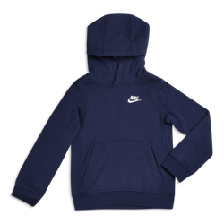 Grade School Hoodies - Nike Club  Over The Head Hoody - Midnight Navy-White