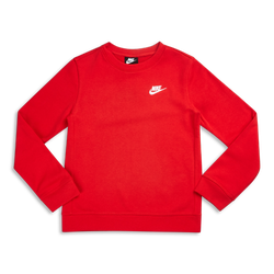 Grade School Sweatshirts - Nike B Nsw Ls Crew Club Ft Lbr - University Red-White
