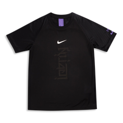 Grade School T-Shirts - Nike Km Y Nk Dryh Top Ss - Black-Fierce Purple-Hologram