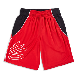 Grade School Shorts - Under Armour Curry Boys Hoops - Red-Black-White