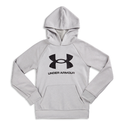 Grade School Hoodies - Under Armour Rival Fleece Over The Head - Grey Light Heather-Black