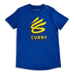 Grade School T-Shirts - Under Armour Curry Logo Tee - Royal-Yellow