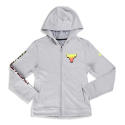 Grade School Hoodies - Under Armour Project Rock Terry - Mod Gray Light Heath-High-vis Yellow