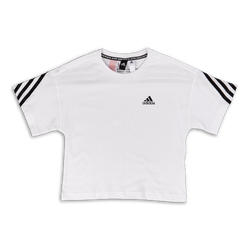 Grade School T-Shirts - adidas Organic Cotton Future Icons Sport 3-Stripes Loose T-shirt - White-Black