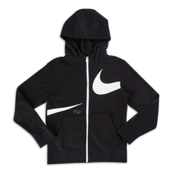 Grade School Hoodies - Nike Swoosh - Black-White