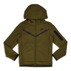 Grade School Hoodies - Nike Tech Fleece  Full-zip Hoody - Rough Green-Black