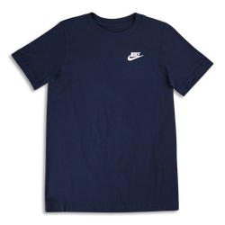 Grade School T-Shirts - Nike Club Emb Shortsleeve Tee - Obsidian-White
