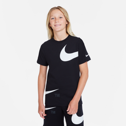 Grade School T-Shirts - Nike Swoosh - Black-Black