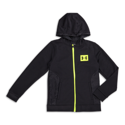 Grade School Hoodies - Under Armour Boys Full-zip - Black-High-vis Yellow