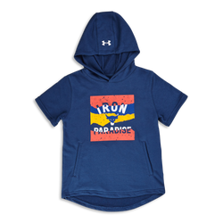 Grade School Hoodies - Under Armour Boys The Rock Graphic Ss Over The Head - Indigo-White