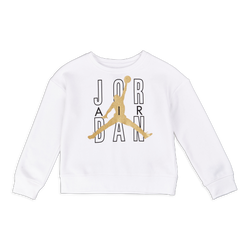 Grade School Sweatshirts - Jordan Girls Crew Neck - White-Gold