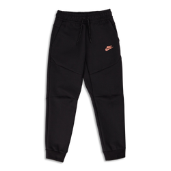 Grade School Pants - Nike Boys Tech Fleece Brushed Cuffed - Black-Black