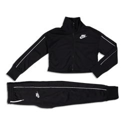 Grade School Tracksuits - Nike Girls Club High Waist Track - Black-White-White
