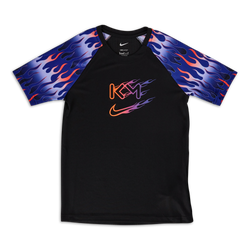Grade School T-Shirts - Nike Mbappe Dryfit Shortsleeve - Black-Bright Crimson