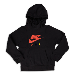 Grade School Hoodies - Nike Boys Air  Over The Head - Black-Mystic Red