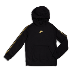 Grade School Hoodies - Nike Boys Repeat  Over The Head - Black-Black-Metallic Gold