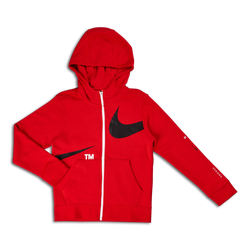 Grade School Hoodies - Nike Boys Swoosh  Full-zip - University Red-Black
