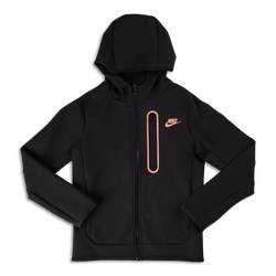 Grade School Hoodies - Nike Boys Tech Brushed Full-zip - Black-Black