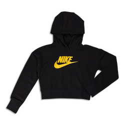 Grade School Hoodies - Nike Girls Club  Over The Head - Black-Gold