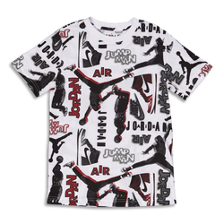 Grade School T-Shirts - Jordan Boys  Throw Back Shortsleeve Tee - White-Black
