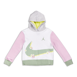 Grade School Hoodies - Jordan Girls  Jumpman X Nike Flowerchild Over The Head Hoody - White-White