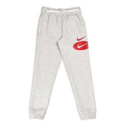Grade School Pants - Nike Swoosh Cuffed Pant - Grey Heather-Sail-University Red