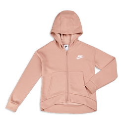 Grade School Hoodies - Nike Girls Club  Full-zip Hoody - Rose Whisper-White
