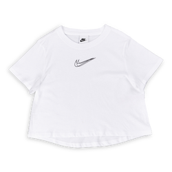 Grade School T-Shirts - Nike Girls Sportswear Dance Cropped Tee - White-White