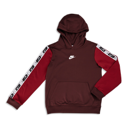 Grade School Hoodies - Nike Boys Repeat Over The Head Hoody - Burgundy Crush-Team Red-White