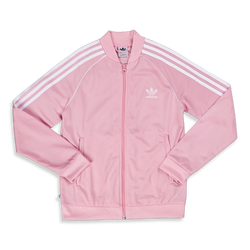 Grade School Track Tops - adidas Girls Superstar Track Top - True Pink-White