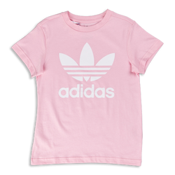 Grade School T-Shirts - adidas Girls Adicolor  Shortsleeve Tee - True Pink-White