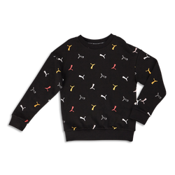 Grade School Sweatshirts - Puma Girls Aop Graph Crew Neck Top - Black-Black
