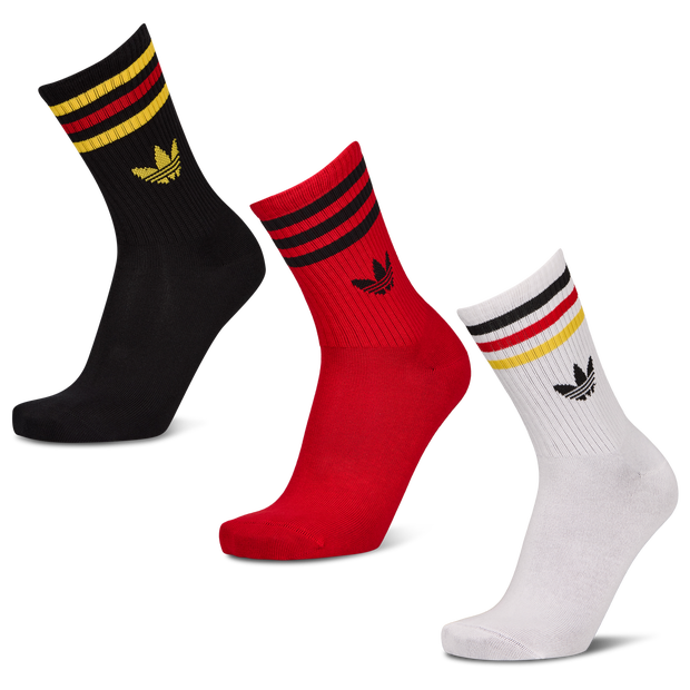 Adidas Mid Cut Crew 3 Pack Unisex Socks - Red - Size 6.5-8