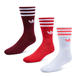 White-Red-Red- ADI TREFOIL CREW SOCK 3PK RED