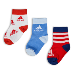 Unisex Socks - adidas Kids Mid Ankle 3 Pack - Better Scarlet-Blue Fusion-White