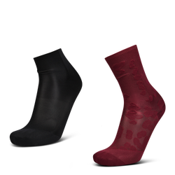 Unisex Socks - Nike Sheer Leopard 2Pack Ankle - Purple-Black-Purple