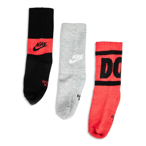 Nike Kids Just Do It 3pk Red 4-5 - Unisex Socks