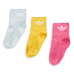 Unisex Socks - adidas Kids Mid Ankle 3 Pack - Halo Blue-Bold Gold-Pulse Magenta