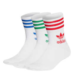 Unisex Socks - adidas Mid Cut Crw Sck - White-Scarlet