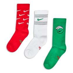 Unisex Socks - Nike Crew 3Pk - Light Brown-White-University Red