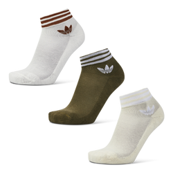 Unisex Socks - adidas Trefoil Ankle 3 Pack - Wonder White-Olive Strata-Cloud White