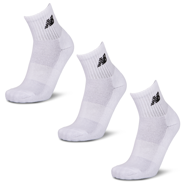 New Balance Quarter 3 Pack Unisex Socks - White - Size 6.5-8